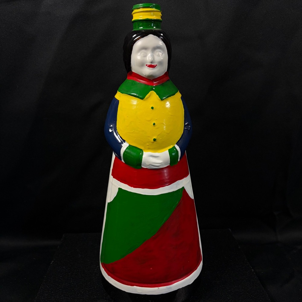 Mrs. Butterworth's Painted Amber Glass Syrup Bottle Vintage Folk Art Figural